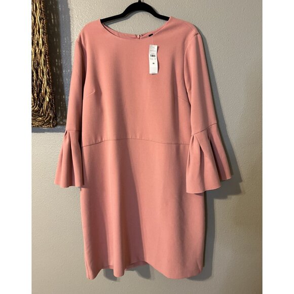 Ann Taylor Dress 18 Pink Washable Stretch Career Church 3/4 Long Sleeve NWT NEW - Picture 8 of 12
